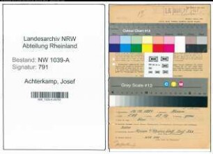 Entnazifizierung Josef Achterkamp , geb. 10.10.1884 (Postbetriebswirt)