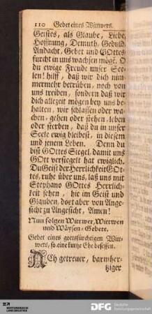 Nun folgen Wittwer, Wittwen und Wäysen-Gebete.