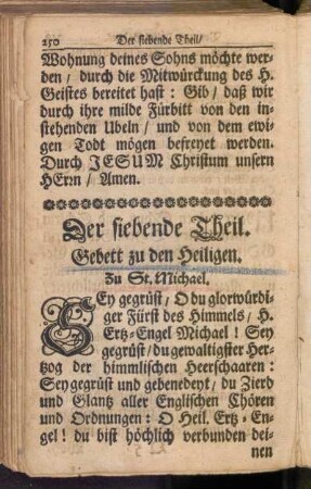 Der siebende Theil. Gebett zu den Heiligen