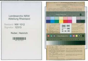 Entnazifizierung Heinrich Nuber , geb. 24.12.1883 (Klempnermeister)