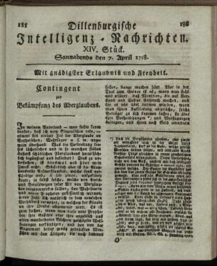 XIV. Stück. Sonnabends den 7. April 1798.