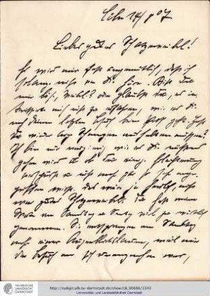 Brief vom 14.08.1907