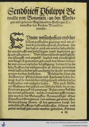 Sendbrieff Philippi Beroaldi von Bononien.