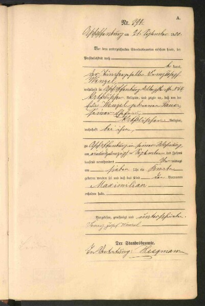 Standesamtsbuch der Stadt Aschaffenburg: Geburten 365/1900 - 184/1901