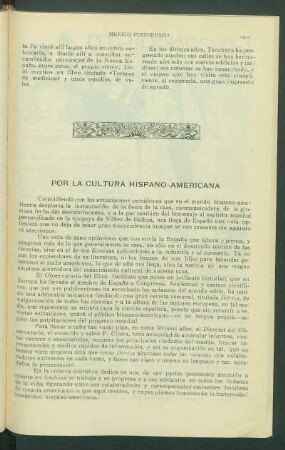 Por la cultura hispano-americana