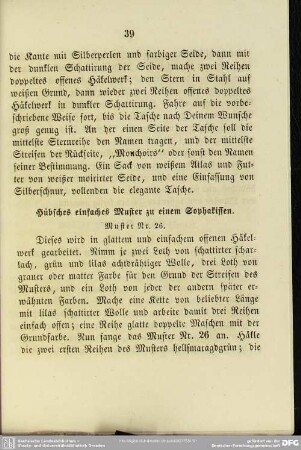 Hübsches einfaches Muster zu einem Sophakissen. Muster Nr. 26