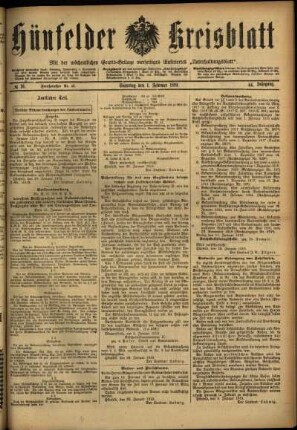 Ausgabe vom Samstag, den 01. Februar 1919.