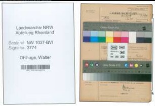 Entnazifizierung Walter Ohlhage , geb. 19.08.1912 (Techn.Angestellter)