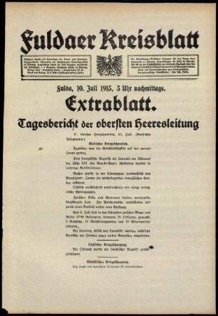Ausgabe vom Samstag, den 10. Juli 1915.