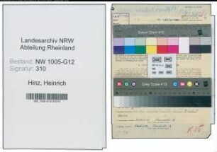 Entnazifizierung Heinrich Hinz , geb. 20.09.1891 (Monteur)