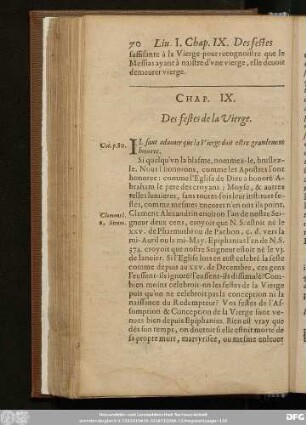 Chap. IX. Des festes de la Vierge.