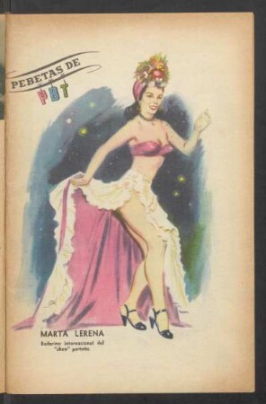 Marta Lerena, bailarina internacional del "show" porteño - [Dibujo] : Pebetas de PBT