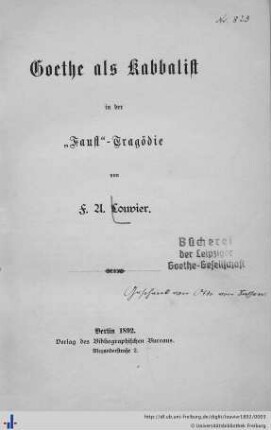 Goethe als Kabbalist in der "Faust"-Tragödie