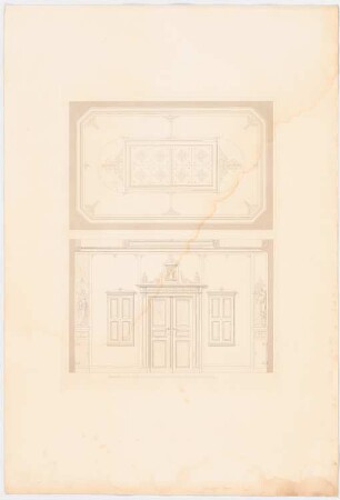 Werke der höheren Baukunst, Darmstadt 1858 Königliches Landhaus, Berchtesgaden (?): Türwand, Deckengrundriss