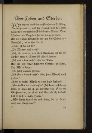 Über Leben und Sterben