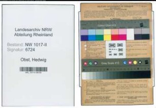 Entnazifizierung Hedwig Obst , geb. 09.06.1892 ()