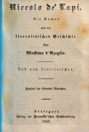 Niccolo de' Lapi : ein Roman aus der florentinischen Geschichte, 5/7