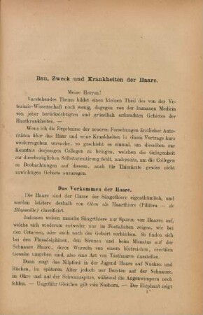 Das Vorkommen der Haare