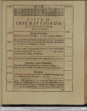 Liber III. Inscriptionum Lipsiensum Ad D. Thomae