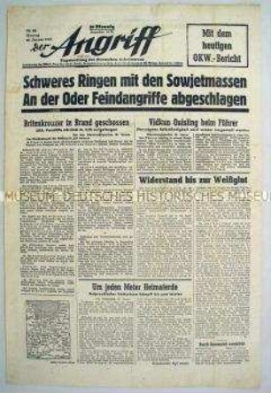 Tageszeitung "Der Angriff" zum Kriegsgeschehen an der Ostfront