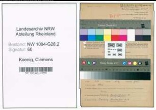 Entnazifizierung Clemens Koenig , geb. 13.09.1889 (Postinspektor)