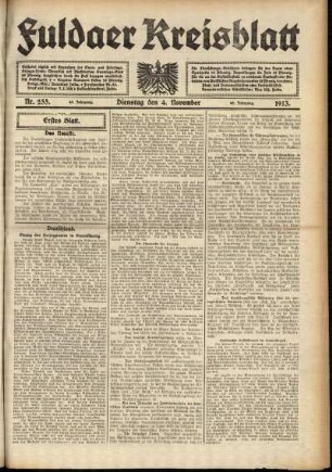 Erste Ausgabe vom Dienstag, den 04. November 1913.