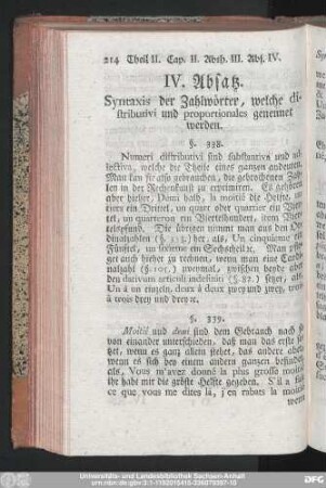 IV. Absatz. Syntaxis der Zahlwörter, welche distributivi und proportionales genennet werden.