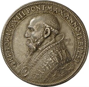 Medaille von Federico Parmense auf Papst Gregor XIII. und die Öffnung der Heiligen Pforte, 1575