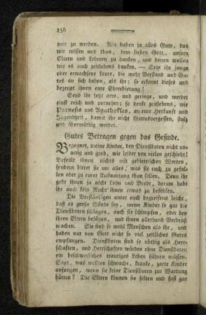 Gutes Betragen gegen das Gesinde.