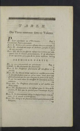 Table des Titres contenus dans ce Volume.