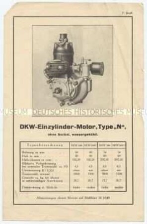 DKW-Einzylinder-Motor, Type "N", ohne Sockel