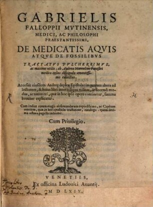 De medicatis aquis atque de fossilibus Tractatus