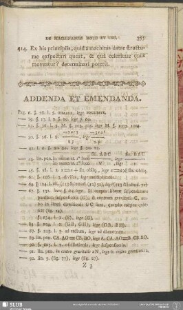 Addenda Et Emendanda