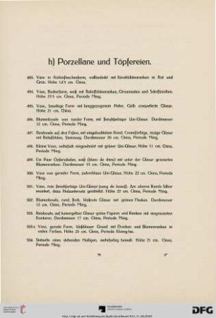 h) Porzellane und Töpfereien (Nr. 493-634)