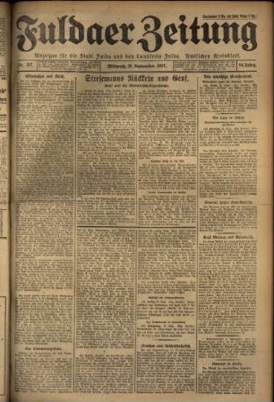 Ausgabe vom Mittwoch, den 21. September 1927.