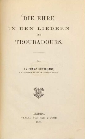 Die Ehre in den Liedern der Troubadours