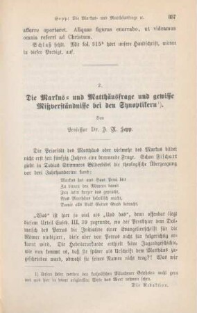 357-367 Die Markus- und Matthäusfrage und gewisse Mißverständnisse bei den Synoptikern