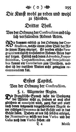 Erstes Capitel. Von der Ordnung der Construction.