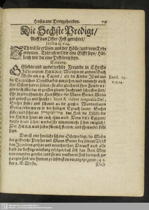 Die Sechste Predigt, Auff das Oster-Fest gerichtet, Hoseae 13. v. 14