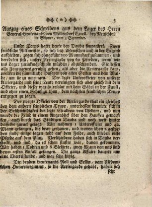 Journal der Operationen der combinirten Königlich-Preußischen und Churfürstlich-Sächsischen Armee, unter Commando Sr. Kön. Hoheit des Prinzen Heinrich von Preußen, 5. Extract eines Schreibens aus dem Lager des Prinzen Heinrichs Königl. Hoheit bey Nimes