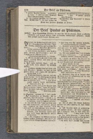 Der Brief Paulus an Philemon.