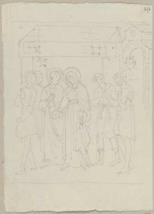 Maria und Joseph, zur Vermählung gehend - Wandgemälde, angeblich von Giunta Pisano, im Chor in der oberen Kirche von San Francesco in Assisi