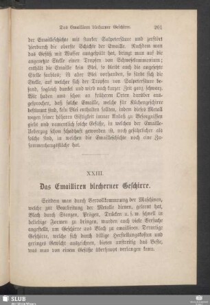 XXIII. Das Emailliren blecherner Geschirre