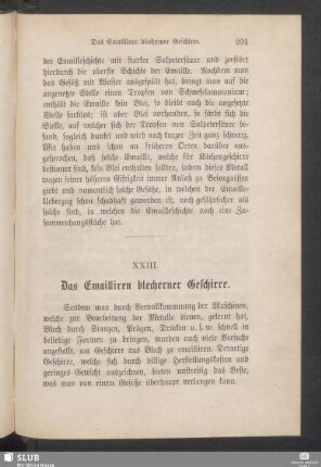 XXIII. Das Emailliren blecherner Geschirre
