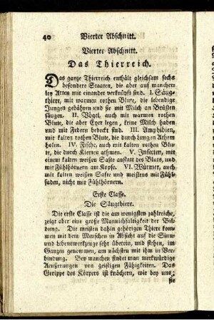 Vierter Abschnitt. Das Thierreich