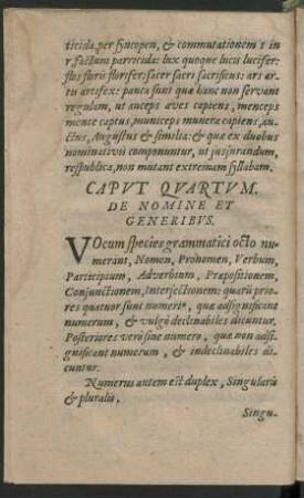Caput Quartum. De Nomine Et Generibus.