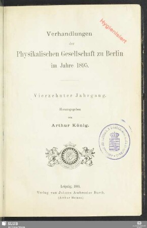 14.1895: Verhandlungen der Physikalischen Gesellschaft zu Berlin
