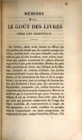 Mémoire sur le goût des livres chez les orientaux : [extrait du Journal Asiatique (IIIe série)