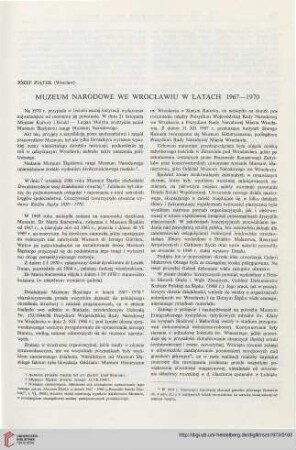 Muzeum Narodowe w Wrocławiu w latach 1967-1970