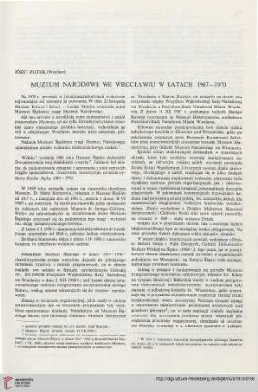 Muzeum Narodowe w Wrocławiu w latach 1967-1970